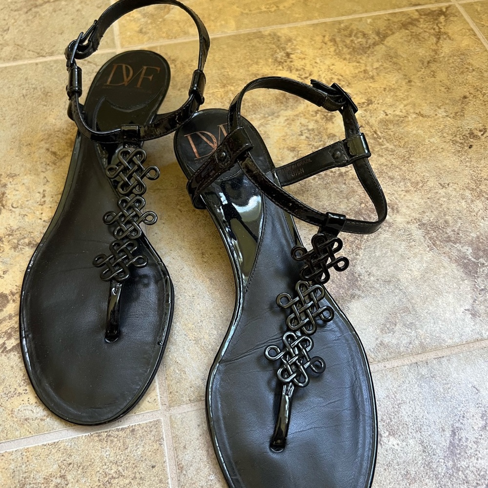 Diane Von Furstenberg Black Strappy Sandals - Picture 2 of 4
